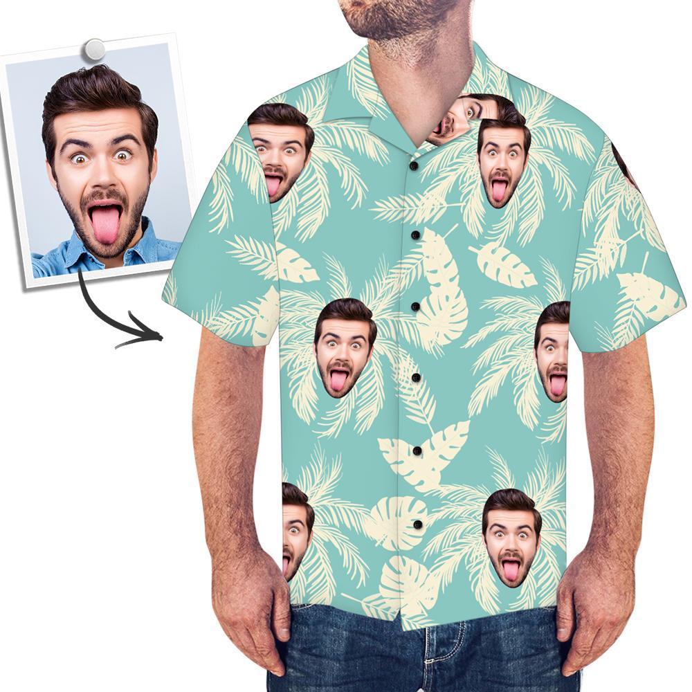 Benutzerdefinierte Freundin Gesicht Hawaiihemd Ebene personalisierte T-Shirt für Ehemann