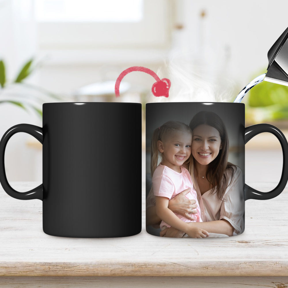 Personalisierte Tasse Fototasse mit 2 Fotos Magischer Becher Farbwechsel Familienbecher