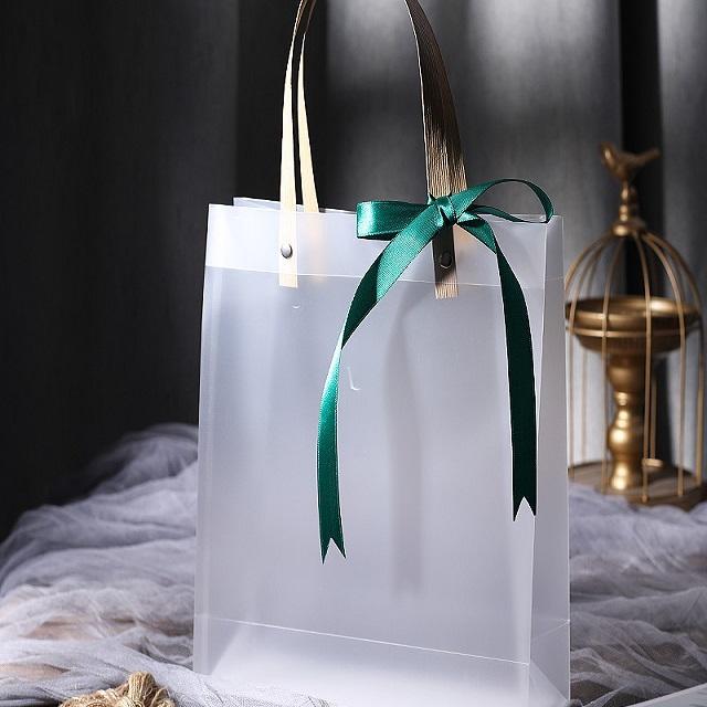 Klare Geschenktüte Mit Griffen Wiederverwendbare Weiß Gefrostete Plastiktüte Als Geschenk