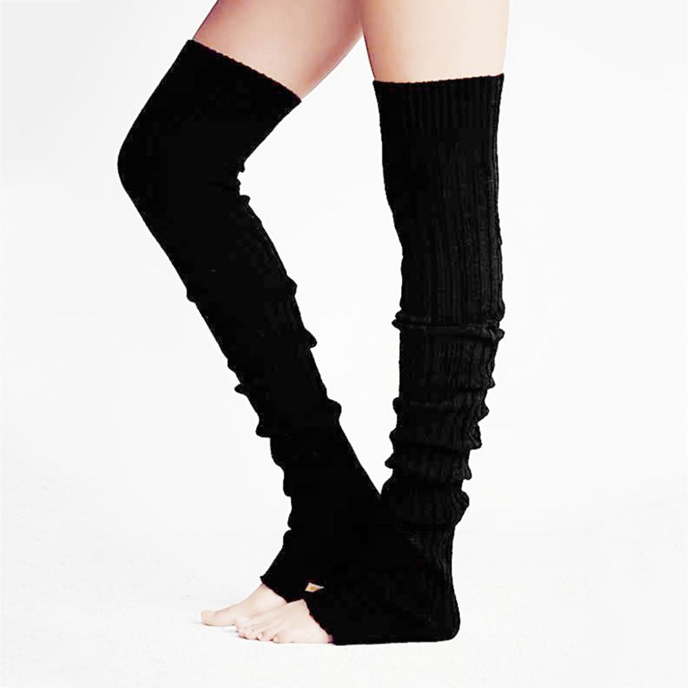 Frauen Winter Beinwärmer über Dem Knie Step On Fuß Strickflor Socken