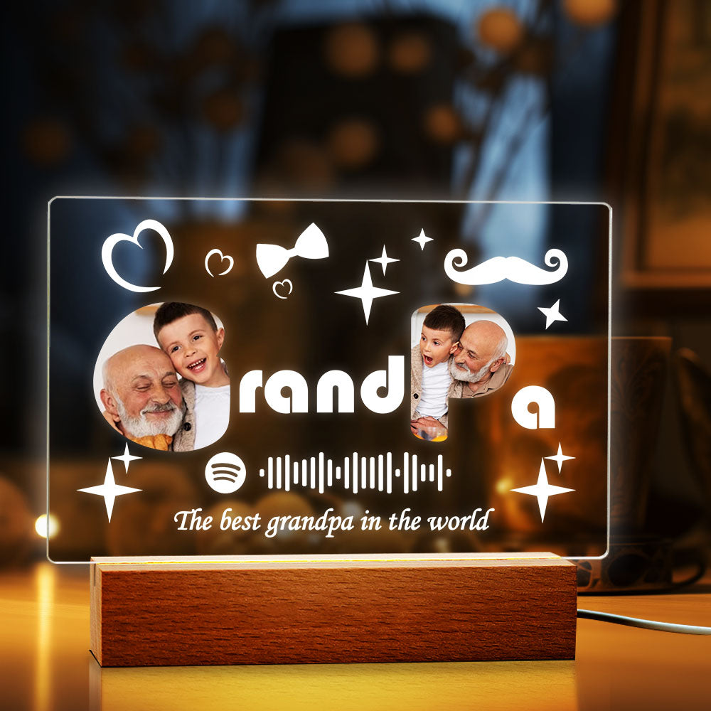 Benutzerdefinierte Spotify Code Lampe Acryl Musik Plakette Nachtlicht Familiengeschenk Für Opa - MeineFotoTassen