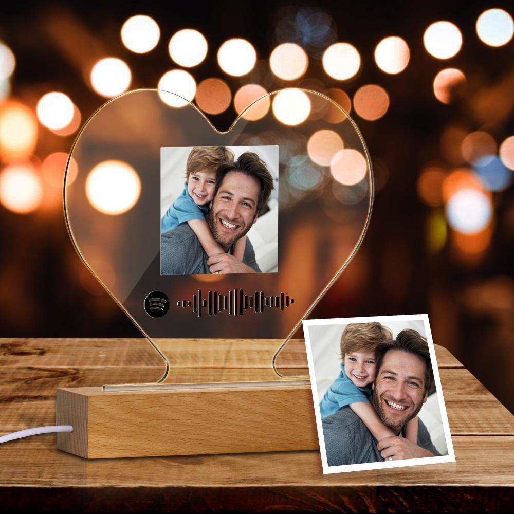 Father's Day Gift Custom Scannable Spotify Code Night Light Photo Music Home Gifts - MyPhotoMugs