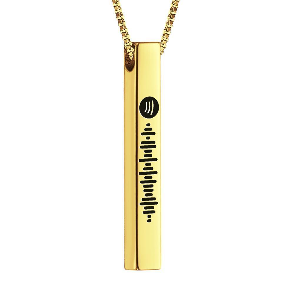 Spotify Code Musik Halskette Personalisierte 3D gravierte 14K Gold Edelstahl Vertikale Bar Halskette