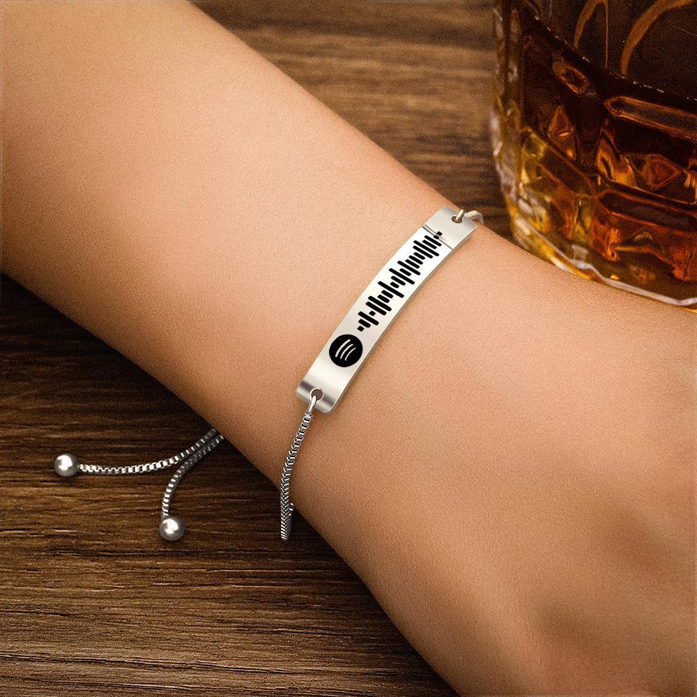 Personalisierte Geschenk Spotify Code Musik Armband Rostfreier Stahl Kundenspezifisches Armband Silber