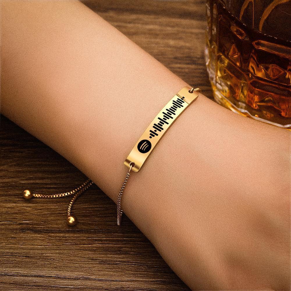 Personalisierte Geschenke Benutzerdefinierte Spotify Code Musik Armband Edelstahlarmband Gold