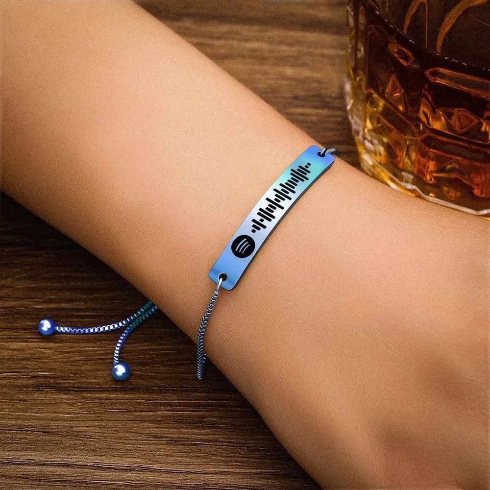 Personalisierte Geschenke Benutzerdefinierte Spotify Code Musik Armband Edelstahlarmband Blau