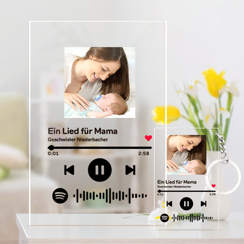 Personalisierte Geschenke Benutzerdefinierte Spotify Code Music Plakette & Schlüsselbund & Nachtlicht & + Holzständer Muttertagsgeschenk