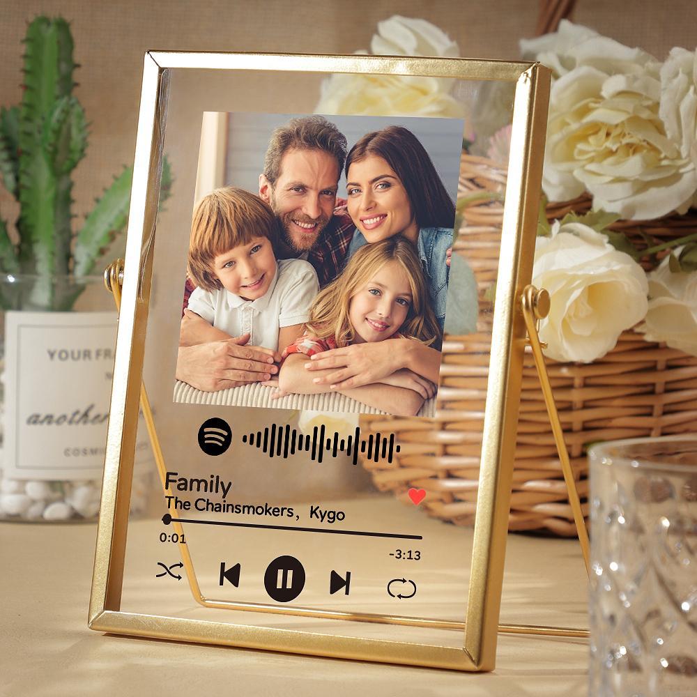 Personalisierte Spotify Code Music Plaque Spotify Acryl Scanable Glass Art Spotify Plaque mit goldenem Rahmen Luxus-Deko für die Familie